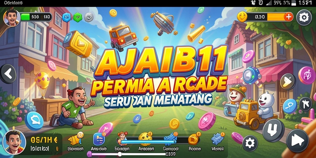 Tangkapan layar AJAIB11 menampilkan gameplay seru dengan karakter berwarna-warni.