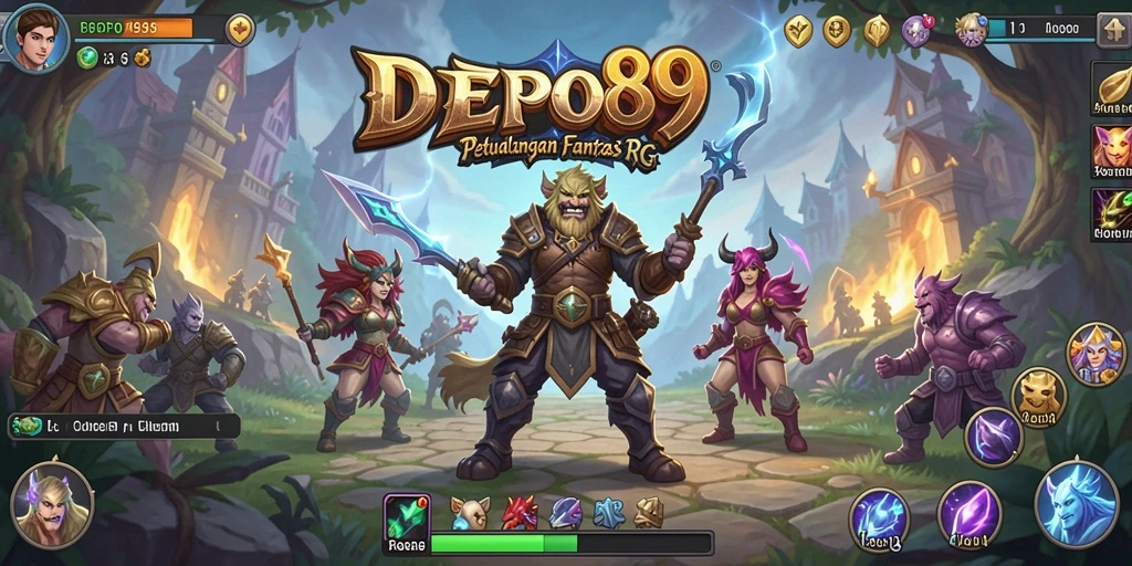 Tampilan game DEPO89 yang menakjubkan dalam pertempuran RPG.