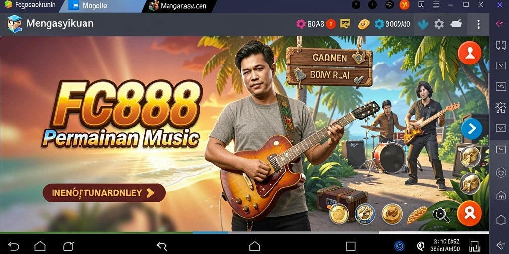 Tangkapan layar gameplay FC888 yang menampilkan antarmuka permainan musik.