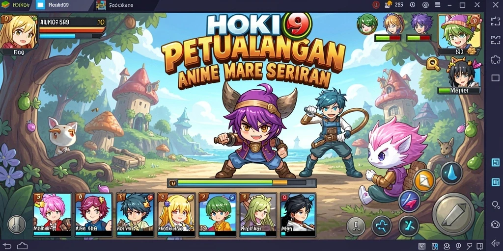 Screenshot HOKI9 menampilkan aksi pertarungan karakter anime yang seru.