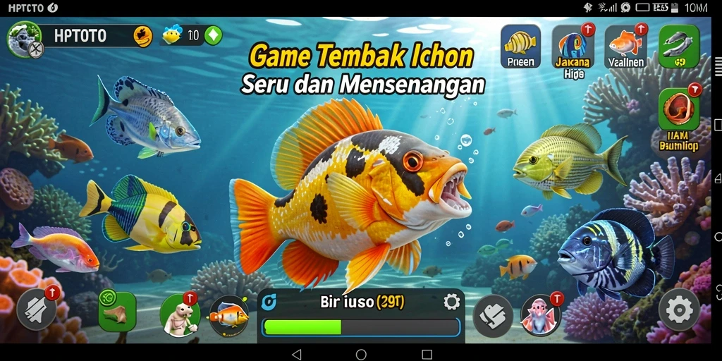 Screenshot HPTOTO memperlihatkan aksi menembak ikan yang seru.