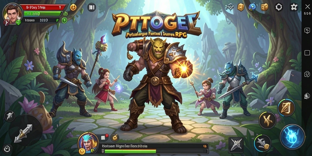 Screenshot utama PTTOGEL menampilkan gameplay penuh aksi RPG.