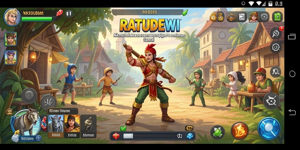 Tampilan gameplay <strong>RATUDEWI</strong> yang ceria dan penuh warna.